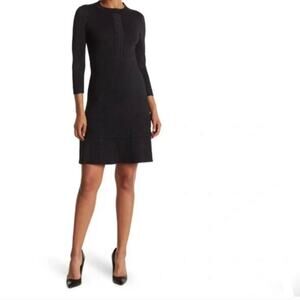 NANETTE LEPORE Double Flounce Lurex Metallic Dress Size L New